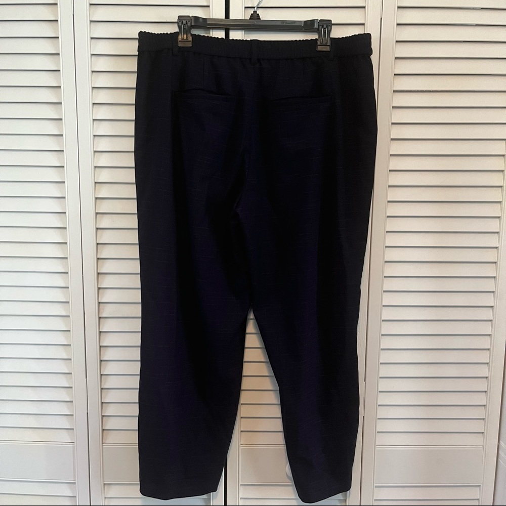 Modcloth Navy Red Trousers Pants XL Career Elastic Waist Pattern Straight Leg - Picture 5 of 9